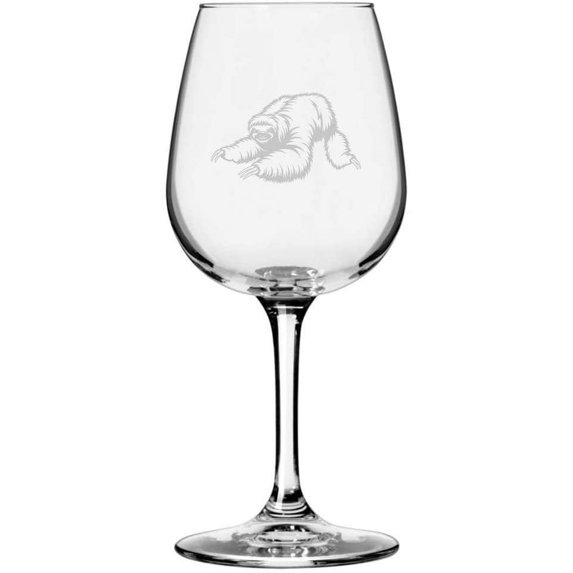 Sloth Body Zoo Animal Themed Etched All Purpose 12.75oz Libbey Wine Glass