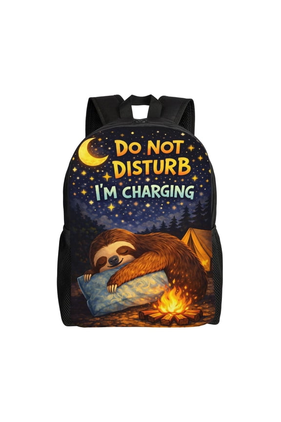 Sloth Camping Backpack Full Front Print Travel Laptop Bag for Men and Women