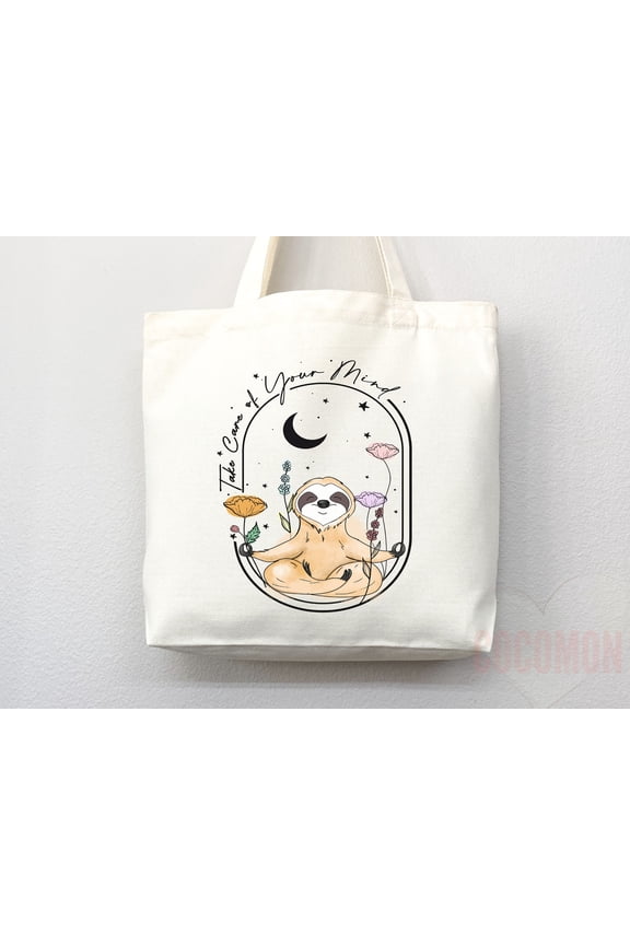 Sloth Canvas Tote Bag Funny Eco-Friendly Reusable Shopper