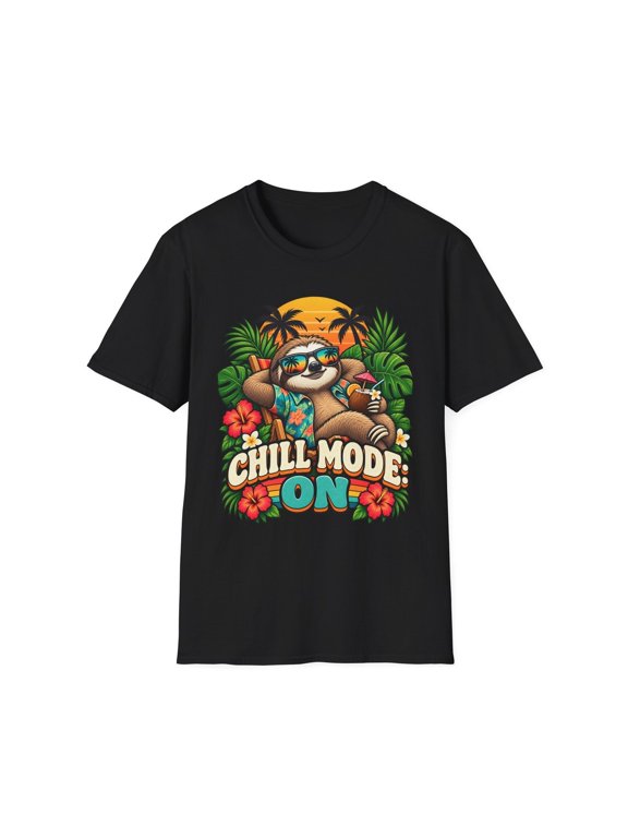Sloth Chill Mode Tropical Sun Palm Trees T-Shirt