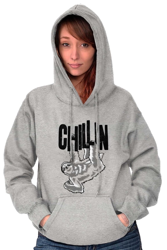 Sloth Chillin Animal Lovers Funny Hoodie Sweatshirt Women Men Brisco Brands L