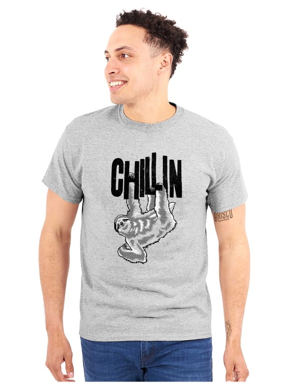 Sloth Chillin Animal Lovers Funny Men's Graphic T Shirt Tees Brisco Brands M