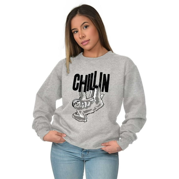 Sloth Chillin Animal Lovers Funny Sweatshirt for Men or Women Brisco Brands S