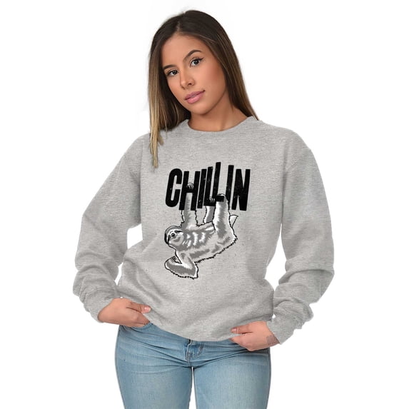 Sloth Chillin Animal Lovers Funny Sweatshirt for Men or Women Brisco Brands S