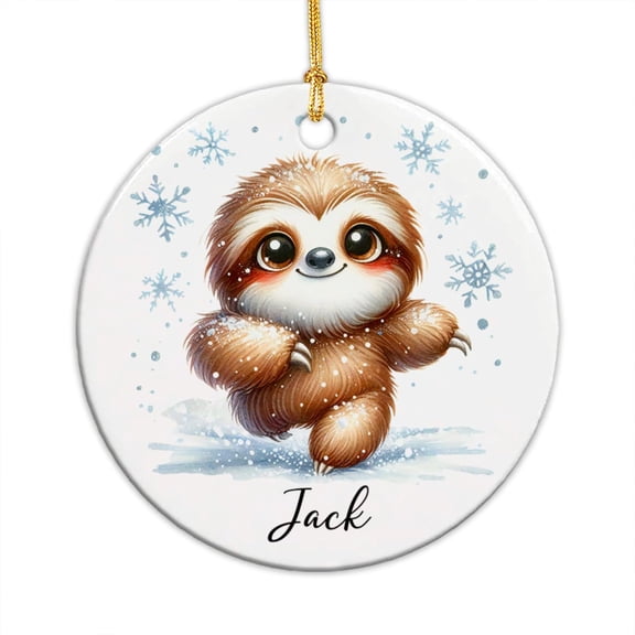 Sloth Christmas Ornament 2025, Customized Sloth Running Ornament Xmas Tree Decor, Custom Name Sloth Lover Gift, Sloth Ornament, Sloth Xmas Ceramic Ornament, Baby Ornament Decoration duBCTi