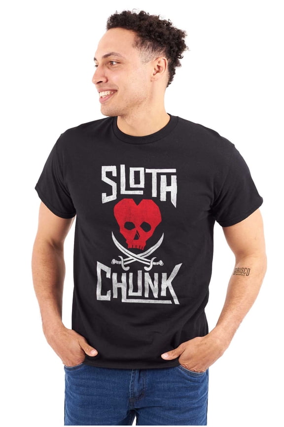 Sloth Chunk Pirate Heart 80s Retro Plus Size Crewneck Graphic Tee Shirt Brisco Brands 2X