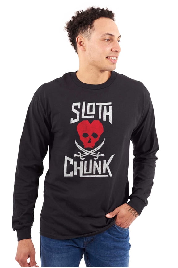 Sloth Chunk Pirate Heart 80s Retro Plus Size Long Sleeve Graphic Tee Shirt Brisco Brands 2X