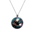 thumbnail image 1 of Sloth Circular Glass Pendant Necklace - Women's Statement Necklaces, 1 of 5