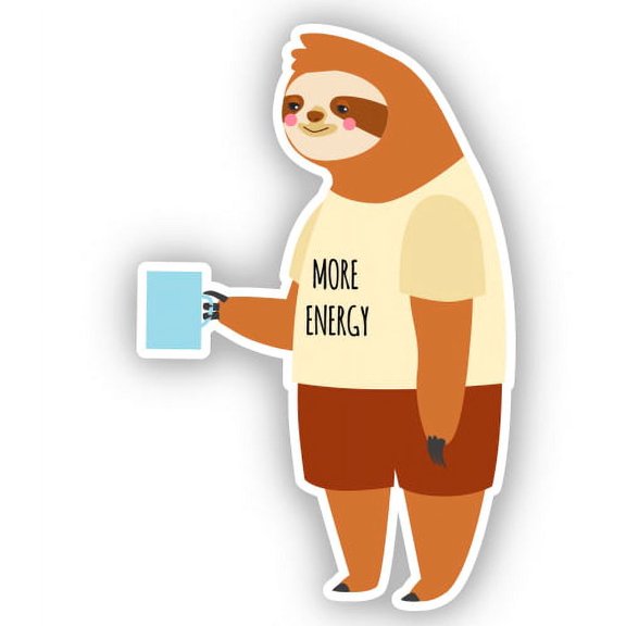Sloth Coffee - 3" Vinyl Sticker - For Car Laptop I-Pad Phone Helmet Hard Hat - Waterproof Decal