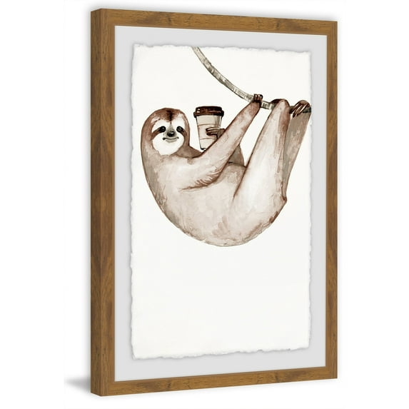 Sloth Coffee Framed Painting Print