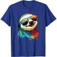 thumbnail image 1 of Sloth Colorful Animal Lover Unisex T-Shirt for Men Women Kids Toddler,Royal Blue Color,Size 4XL, 1 of 5