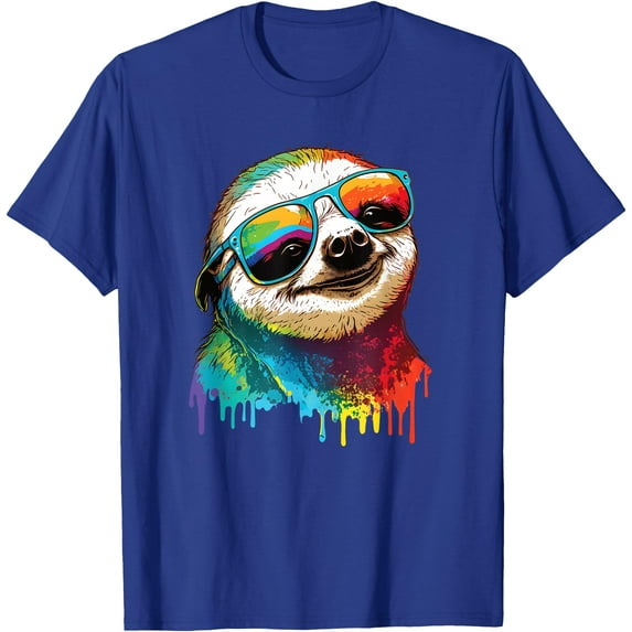 Sloth Colorful Animal Lover Unisex T-Shirt for Men Women Kids Toddler,Royal Blue Color,Size 4XL