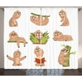 thumbnail image 1 of Ambesonne Sloth Curtains 2 Panel Set, Different Posed Animals, 108" x 84", Pale Brown Green, 1 of 3