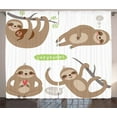 thumbnail image 1 of Ambesonne Sloth Curtains 2 Panel Set, Composition Animal, 108" x 90", Pale Brown Grey Green, 1 of 3