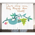 thumbnail image 1 of Ambesonne Sloth Curtains 2 Panel Set, Doodle New Year, 108" x 108", Multicolor, 1 of 3