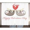 thumbnail image 1 of Ambesonne Sloth Curtains 2 Panel Set, Tropical Animals, 108" x 63", Warm Taupe Vermilion, 1 of 3