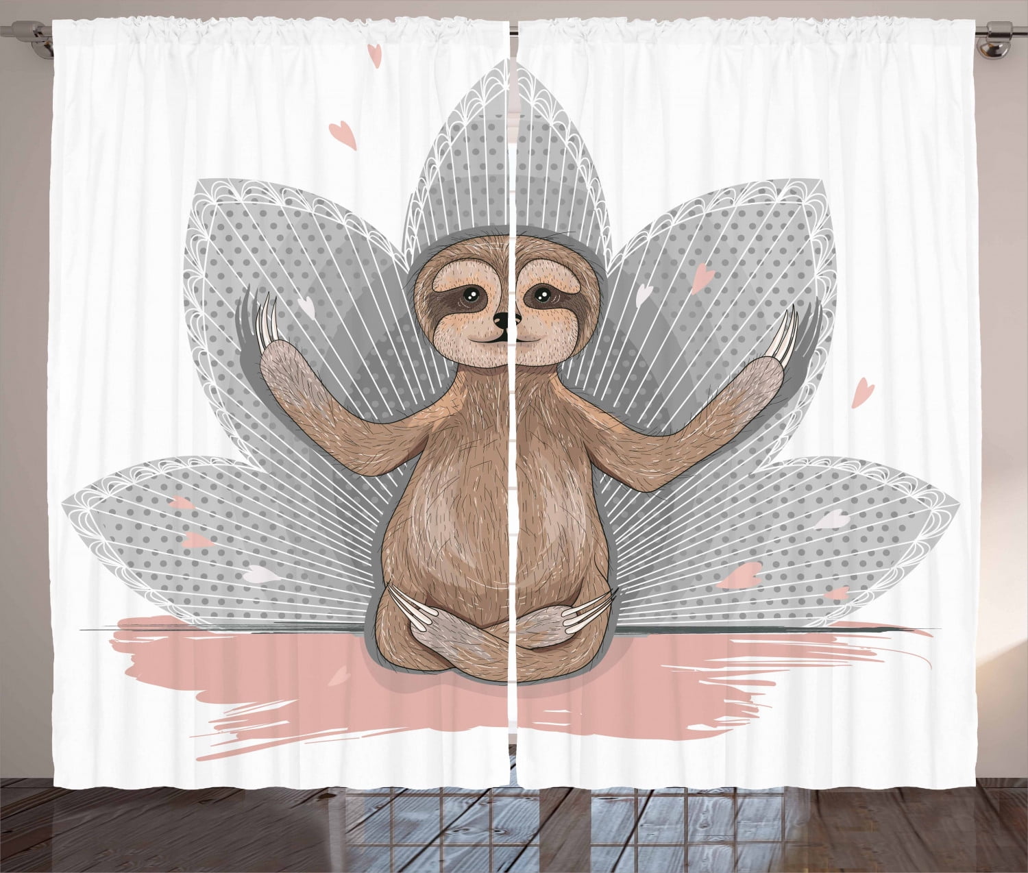 Ambesonne Sloth Curtains 2 Panel Set, Little Sloth, 108