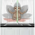 thumbnail image 1 of Sloth Curtains 2 Panels Set, Little Cute Sloth Meditation Lotus Flower Yoga Asana Positions Motivational Fun, Window Drapes for Living Room Bedroom, 55W X 39L Inches, Pink Brown Grey, by Ambesonne, 1 of 2