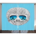thumbnail image 1 of Ambesonne Sloth Curtains 2 Panel Set, Hawaiian Beach Hipster, 108" x 63", Grey Blue Aqua, 1 of 3