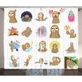 thumbnail image 1 of Ambesonne Sloth Curtains 2 Panel Set, Manga Style Characters, 108" x 90", Multicolor, 1 of 3