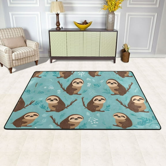 Sloth Cute Area Floor Mats Soft Large Nursery Rugs Non-Slip Foam Carpets Living Room Doormat for Bedroom Dinning Decor 36" x 24"