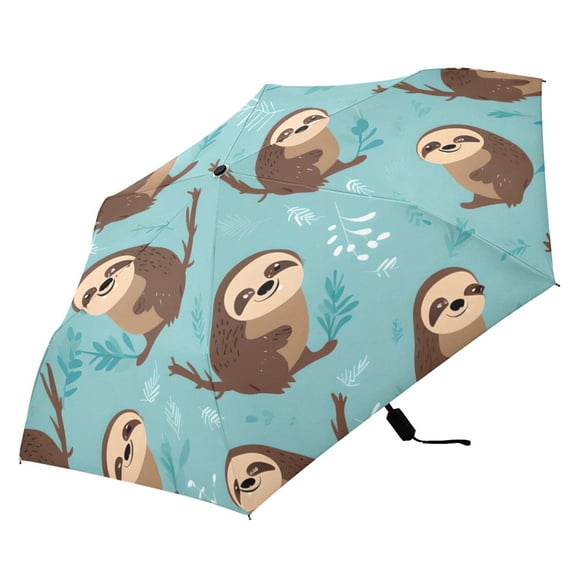 Sloth Cute Compact Folding Umbrella for Rain Windproof Travel Umbrella UPF 50+ Lightweight Packable Arc Size