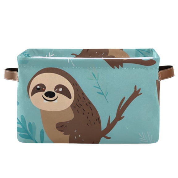 Sloth Cute Storage Basket Large Foldable Storage Bin Laundry Baskets Toys Box Book Foldable Organizer Bag 14.2x10.2x8.3 Inches 1 PC