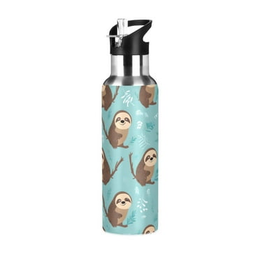 Sloth Cute Water Bottles Insulated Thermos Kids Stainless Steel Bottle with Straw Lid Flask Leakproof for Sports Gym 20 oz