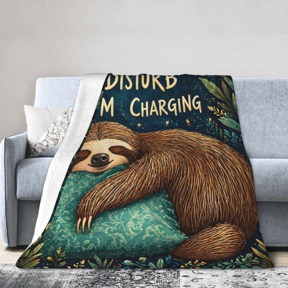 Sloth Do Not Disturb Charging Blanket Gift Cozy Soft Home Decor with Fun and Relaxing Design 50x40