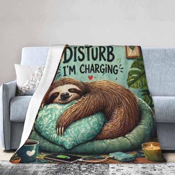 Sloth Do Not Disturb Charging Blanket Gift Cozy Soft Home Decor with Relaxing and Fun Design for Nature Lovers 50x40