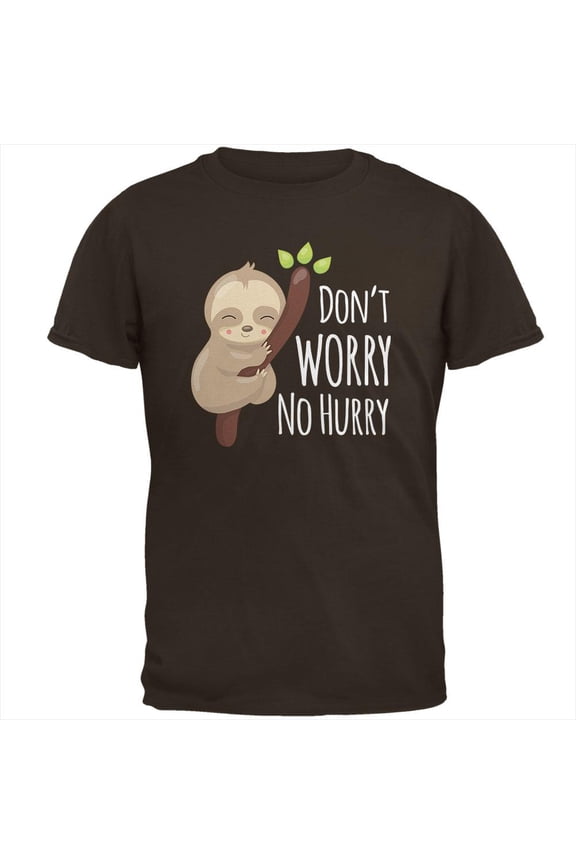 Sloth Don't Worry No Hurry Cute Baby Mens T Shirt Brown 2XL