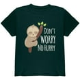 thumbnail image 1 of Sloth Don't Worry No Hurry Cute Baby Youth T Shirt Forest Green YSM, 1 of 1