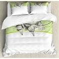 thumbnail image 1 of Ambesonne Sloth Duvet Cover Set, Idle Sloth Abstract Green, Calking, Pistachio Green Black, 1 of 3