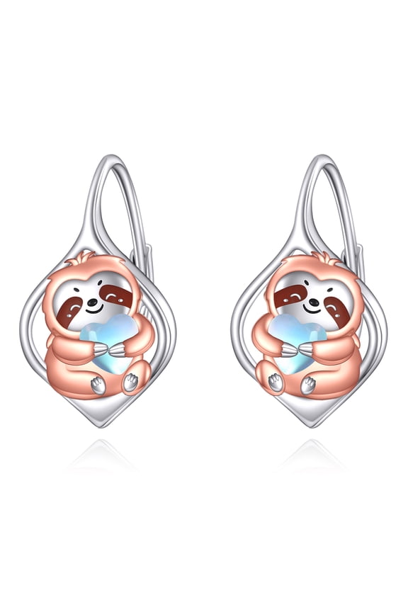 Sloth Earrings 925 Sterling Silver Animal Earrings Leverback Jewelry Gifts for Women