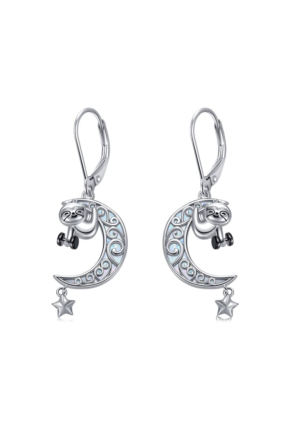 Sloth Earrings 925 Sterling Silver Opal Sloth Dangle Earrings Sloth Jewelry Gifts for Teacher