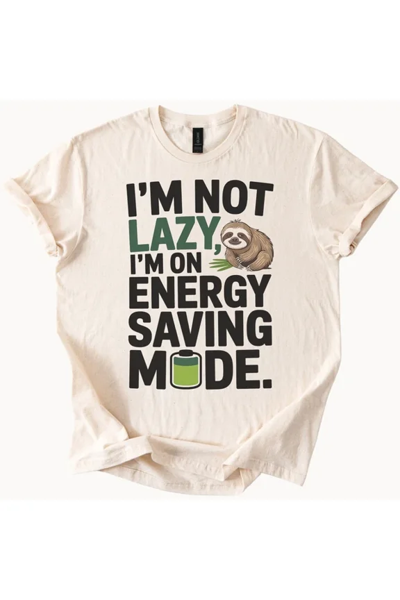 Sloth Energy Saving Mode Funny Graphic T Shirt Tee