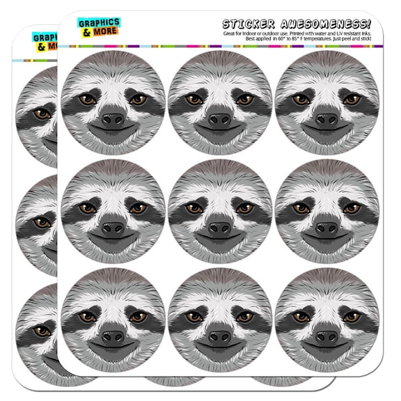 Sloth Face 2" Scrapbooking Crafting Stickers