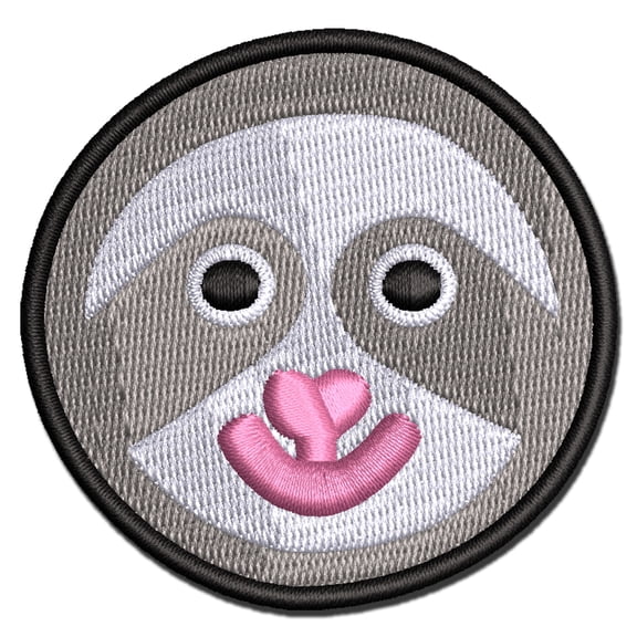 Sloth Face Applique Multi-Color Embroidered Iron-On Patch - 3.5 Inch Large