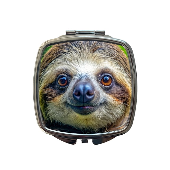Sloth Face Travel Makeup Handbag Purse Small Pocket Compact Mirror
