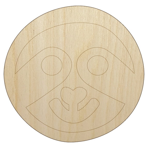 Sloth Face Wood Shape Unfinished Piece Cutout Craft DIY Projects - 4.70 Inch Size - 1/4 Inch Thick