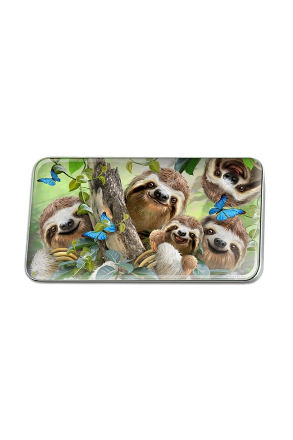 Sloth Family Selfie Metal Rectangle Lapel Hat Pin Tie Tack Pinback