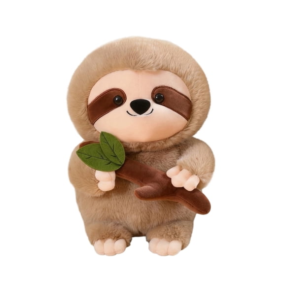 Sloth Gifts, Cute Plush, Plush, Sloth Stuffed Animal, 14 In, Stuffed Animal, Brown Decor, Leaf, Playset, 1 Pc