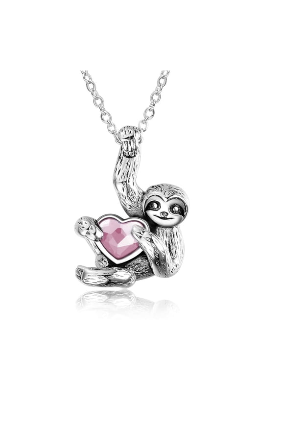 Sloth Gifts Sterling Silver Sloth Necklace Heart Animal Jewelry for Women Men Christmas Gifts