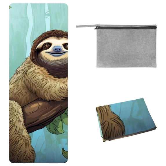 Sloth Gym Towels Yoga Blanket with Storage Bag 72.8"x26.8" for Yoga, Pilates, Fitness, etc.