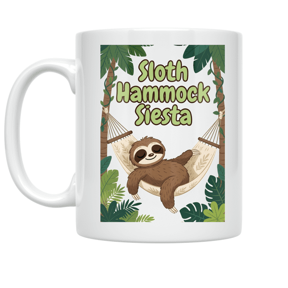 Sloth Hammock Siesta Design - Sloth Enthusiast - 11 oz Ceramic Coffee Mug