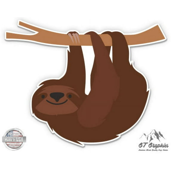 Sloth Hanging - 5" Vinyl Sticker - For Car Laptop I-Pad - Waterproof Decal