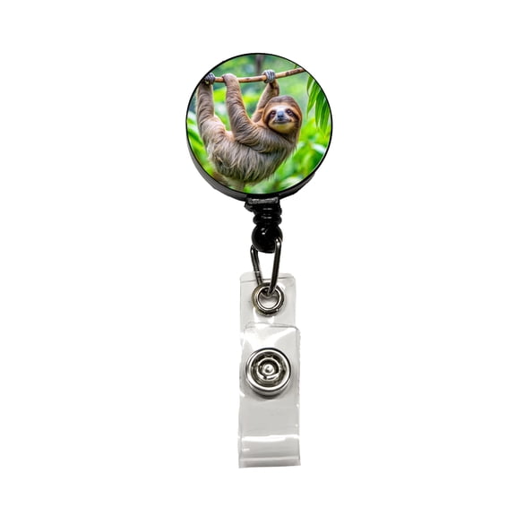 Sloth Hanging From Branch Retractable Reel ID Badge Key Card Name Tag Holder with Clip