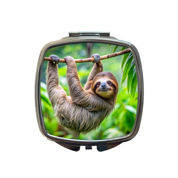 Sloth Hanging From Branch Travel Makeup Handbag Purse Small Pocket Compact Mirror
