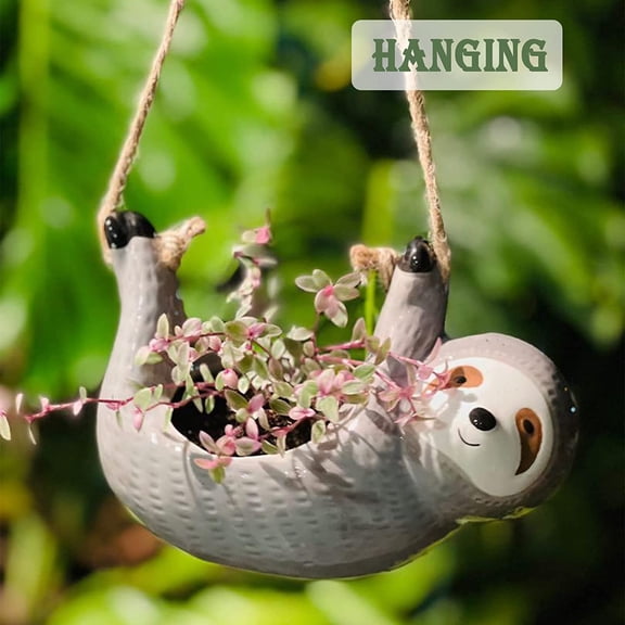 Sloth Hanging Planters for Indoor Outdoor Plants Cute Succulent Pots Ceramic Plant Holder Gifts for Plant Lovers Women Gardeners Mom Gardening Gifts$$Garden & Patio