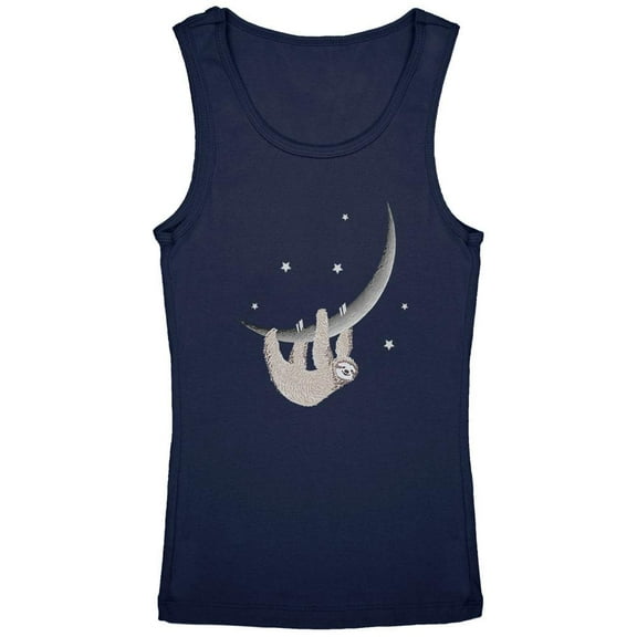 Sloth Hanging from the Moon Crescent Youth Girls Tank Top Navy YXL